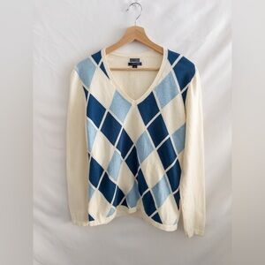 Tommy Hilfiger Pima Cotton Argyle V-Neck Sweater
